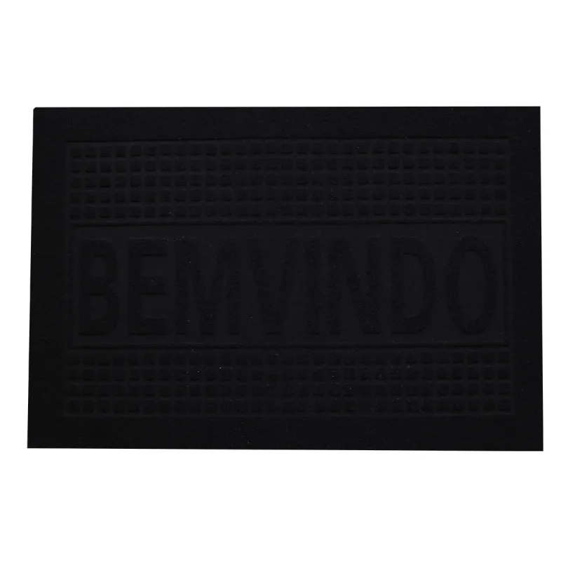 Tapete de Porta Capacho Bem Vindo 0,40 x 0,60 Preto 1 Peça