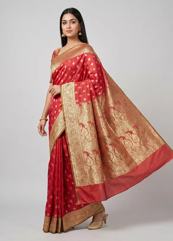Cream Tanchoi Silk Saree With Blouse Piece One Size