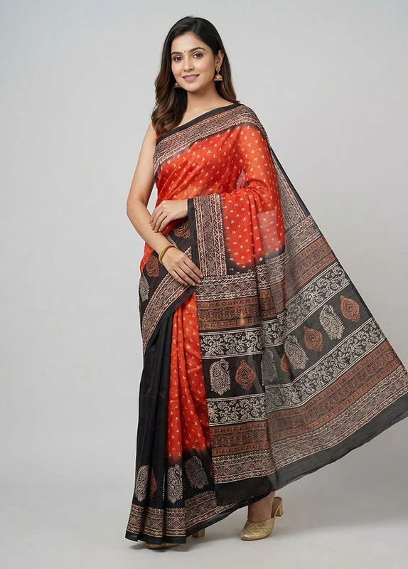 Pink Printed Silk Saree Without Blouse Piece One Size