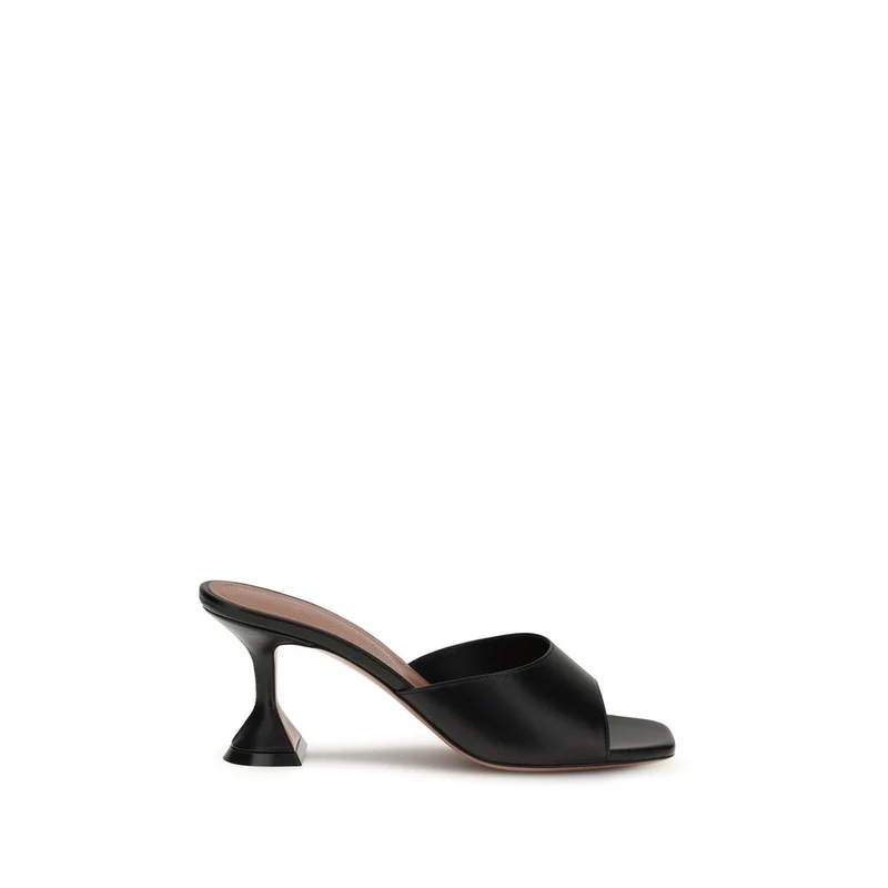 Amina Muaddi Black Lamb Ovis Aries Stiletto Heel Sandals EU36/US6