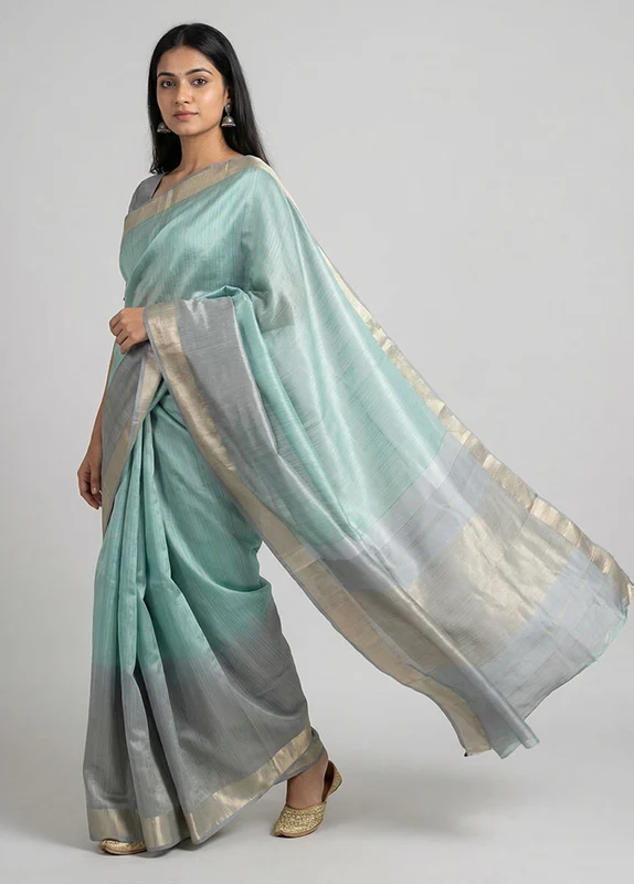 Green Handloom Kanjivaram Pure Silk Saree With Blouse Piece One Size
