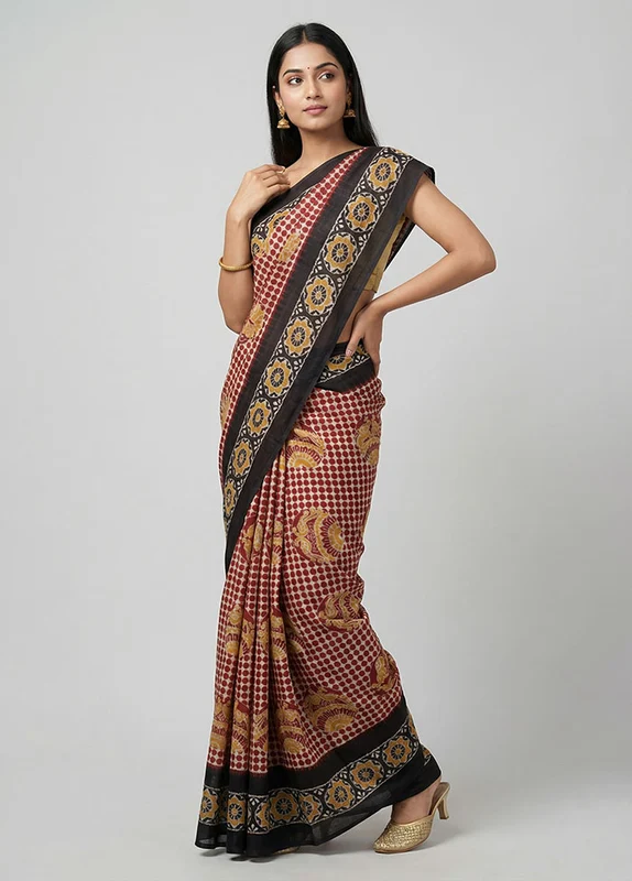 White Handloom Tussar Pure Silk Saree With Blouse Piece One Size