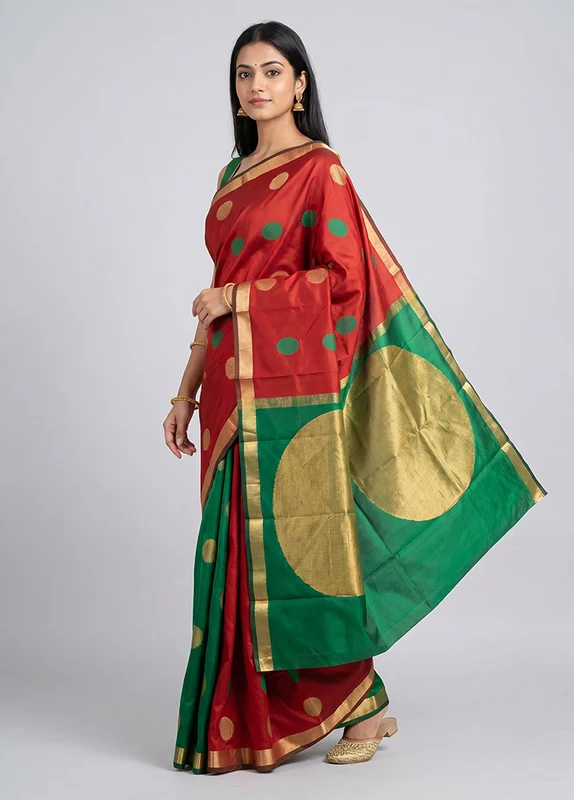 Maroon Kanjivaram Silk Saree With Blouse Piece One Size