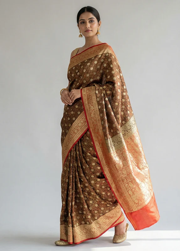 Blue Tanchoi Silk Saree With Blouse Piece One Size