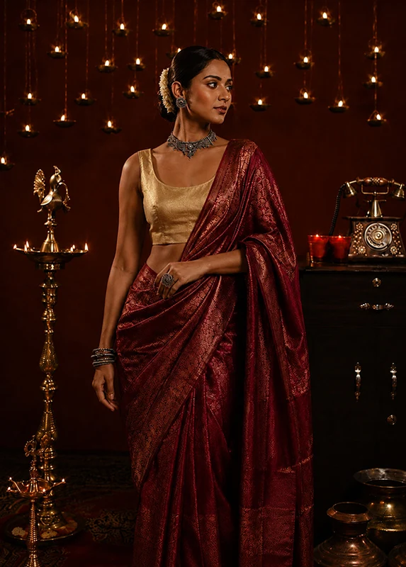 Gold Round Neck Designer Blouse 38