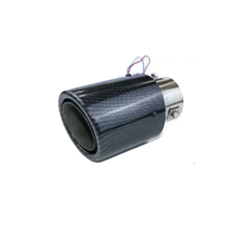 Ponteira escap com led azul de fibra de carbono 2.5 pol