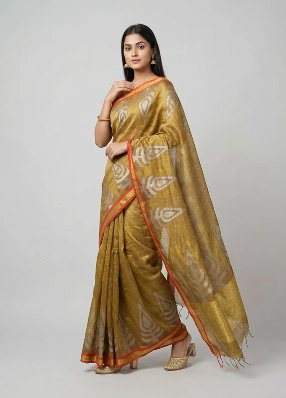 Grey Handloom Matka Pure Silk Saree With Blouse Piece One Size