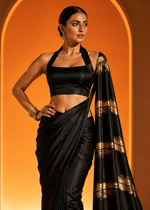 Black Halter Neck Designer Blouse 40