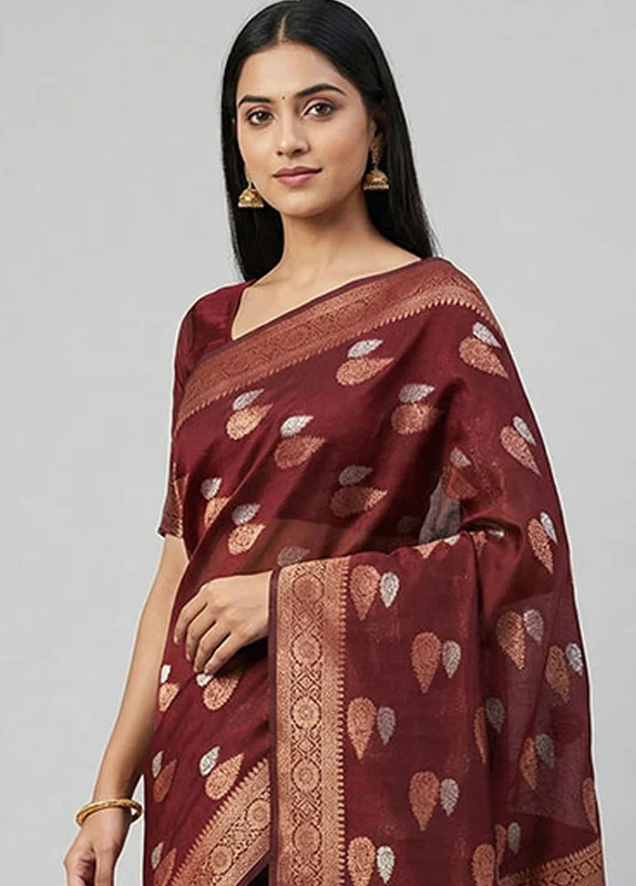 Multicolor Dupion Silk Saree With Blouse Piece One Size