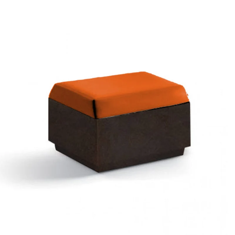 Pouf "Big-Cut" struttura in polietilene con cuscino per esterno Tortora e Arancio