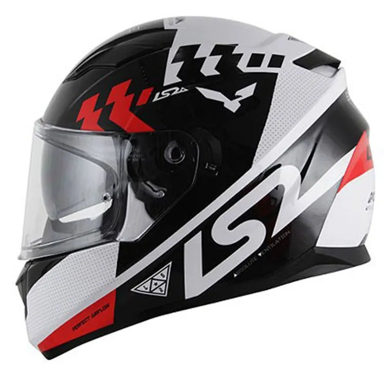 Capacete Original LS2 FF320 Stream Podium Preto Branco Vermelho 56