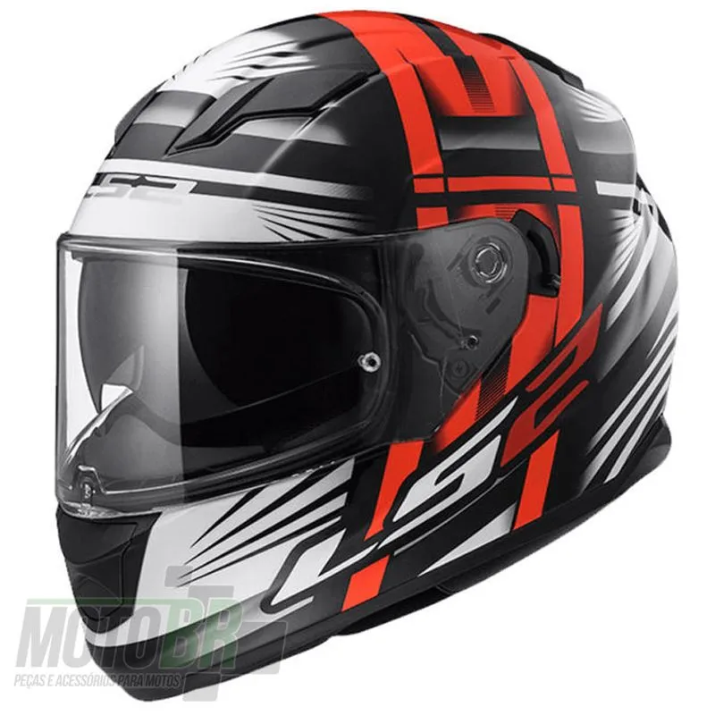 Capacete Original LS2 FF320 Stream Bang Preto Vermelho 61