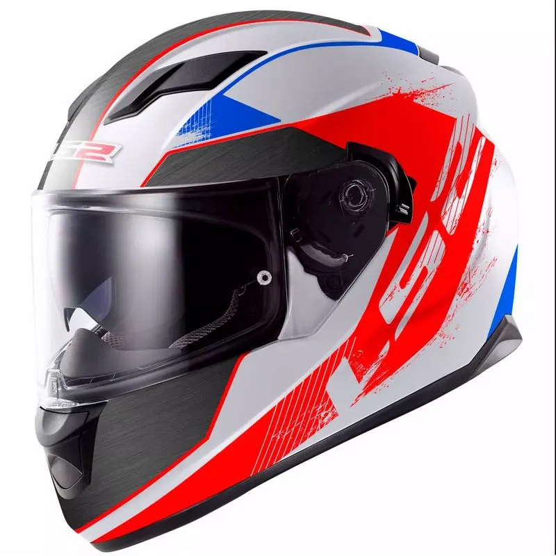 Capacete Original LS2 FF320 Stream Stingers Branco Vermelho Azul 56