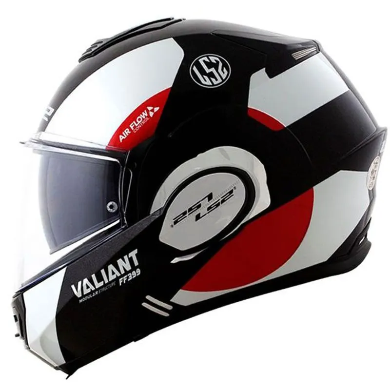 Capacete Original LS2 FF399 Valiant Avant Preto Branco Vermelho 60