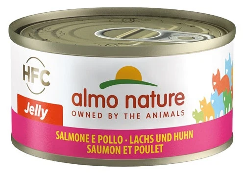 Almo Nature HFC Jelly Cibo Umido Salmone E Pollo Per Gatti Lattina 70g