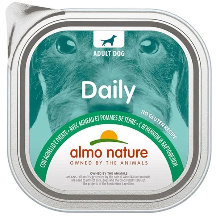Almo Nature Daily Agnello e Patate Alimento Umido Per Cani Adulti Vaschetta 300g