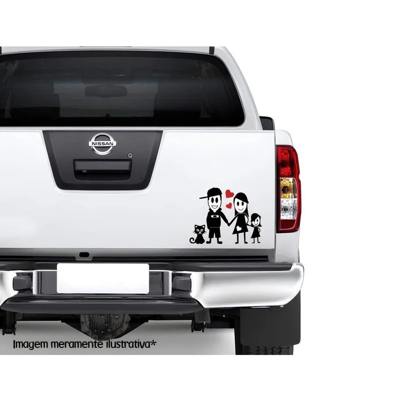 Adesivo Para Carro Família Feliz + Filha + Gato