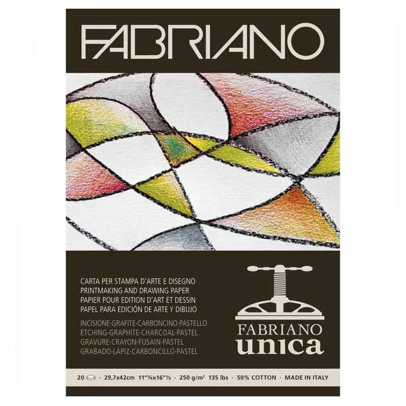Bloco Para Gravura Fabriano Unica 250g/m2 29,7x42cm 20 Folha
