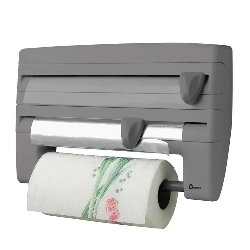 Porta Rolo Metaltex Triplo Cor Cinza Alta Qualidade