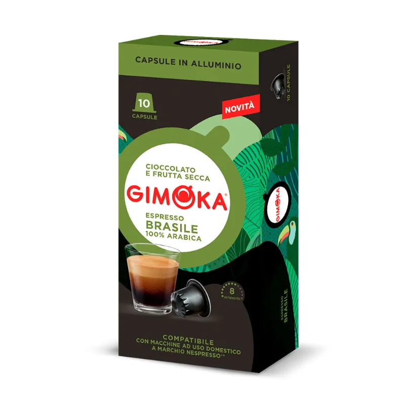 Cápsulas de Café Brasil Intensidad 8 x 10 Un Nespresso Gimoka Capsulas Brasil Gimoka 10 U