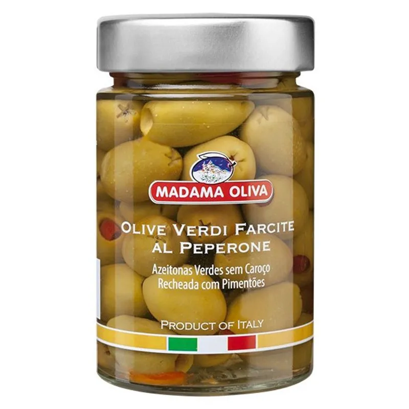 Azeitona Verde Italiana MADAMA OLIVA Recheada com Pimentão 170g