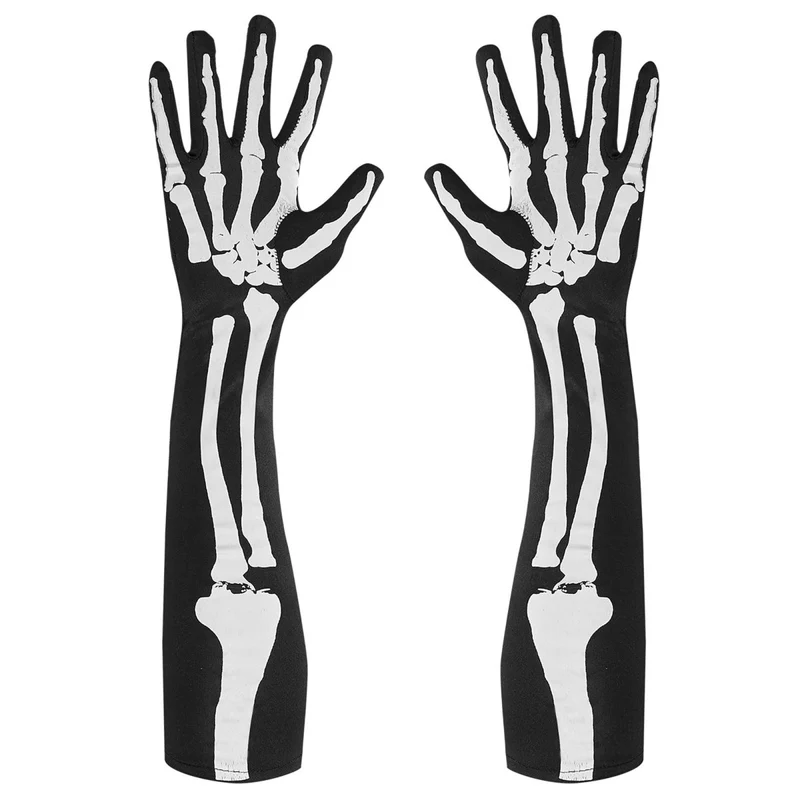 Halloween Handschuhe Skelett 50cm