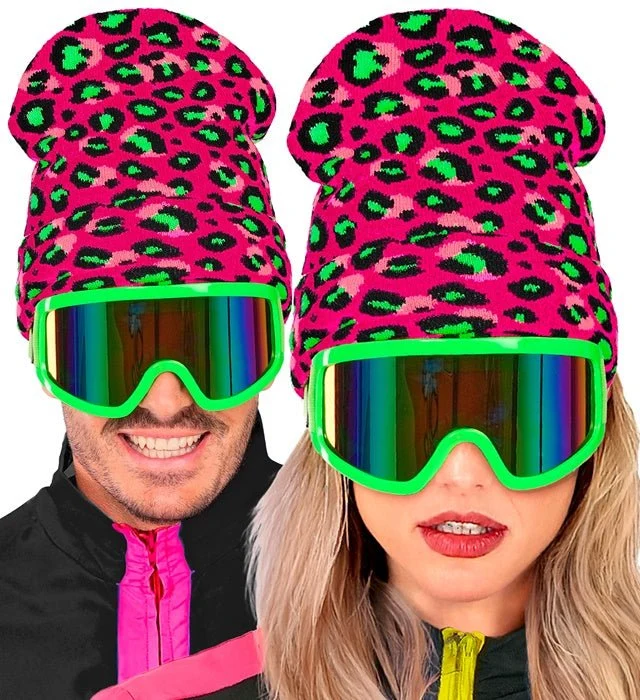Beanie Leopard Neon Pink