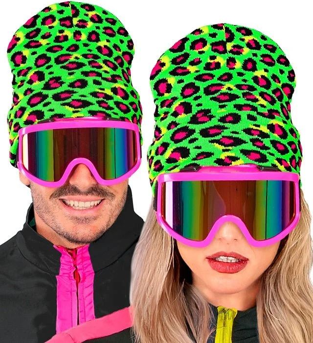 Beanie Leopard Neon Grün