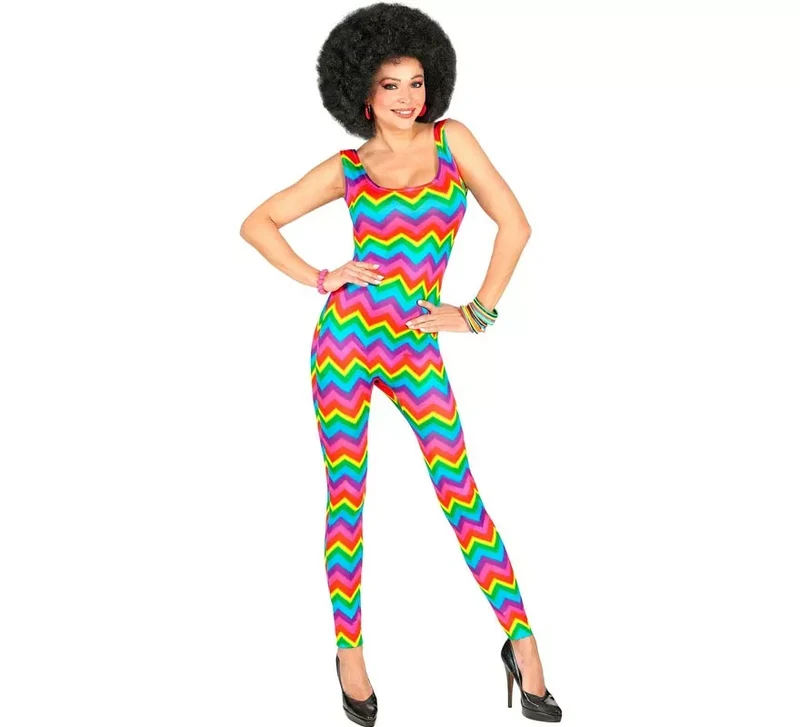 Disfraz de los Años 70 Ondas multicolor para mujer S-M