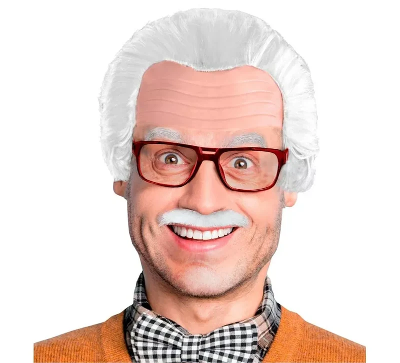 Kit de Abuelo o Científico adulto: Cabeza, Bigote y Gafas Universal Adulto