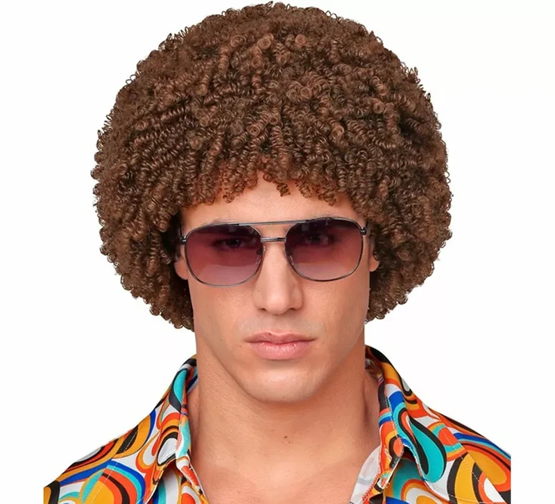 Peluca Afro Disco Años 70 marrón Sin talla
