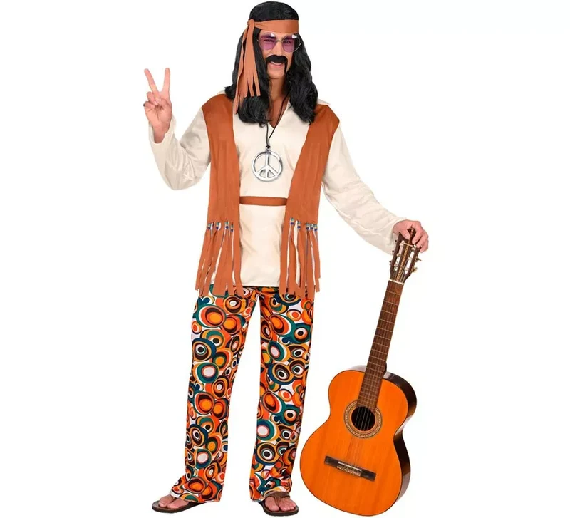 Disfraz de Hippie flecos largos para hombre L