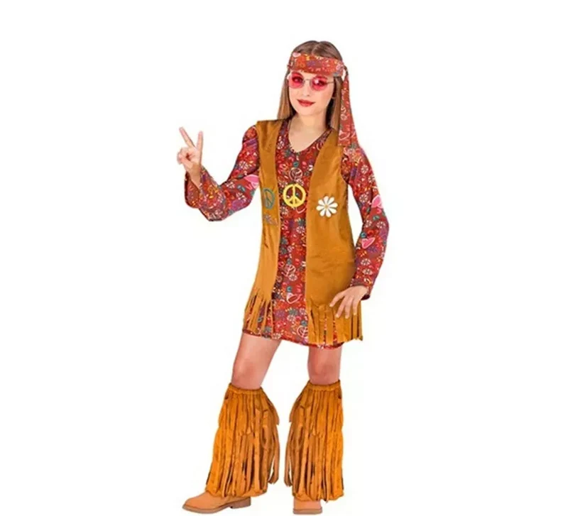 Disfraz de Hippie Chaleco marrón para niña y adolescente 11-13A