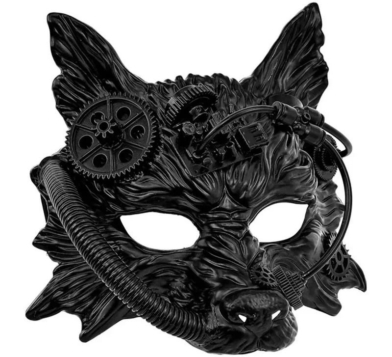 Máscara de Lobo Steampunk negro Universal Adulto
