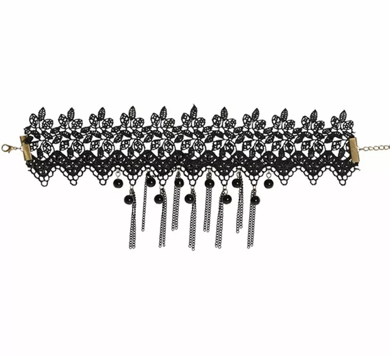 Gargantilla con Perlas negras y Cadenas Universal Adulto