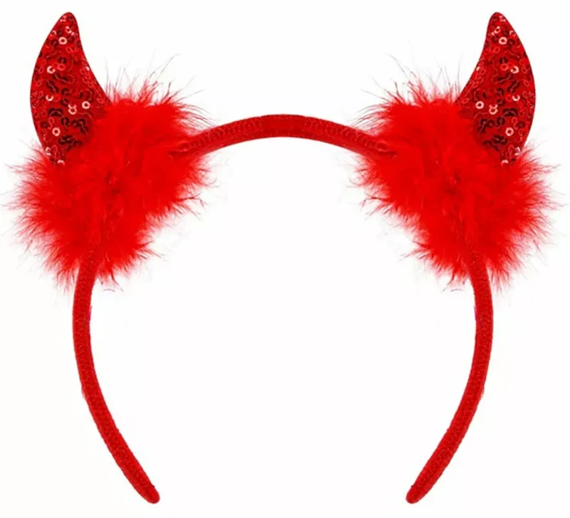 Diadema Cuernos Diablesa con Lentejuelas en varios colores Rojo