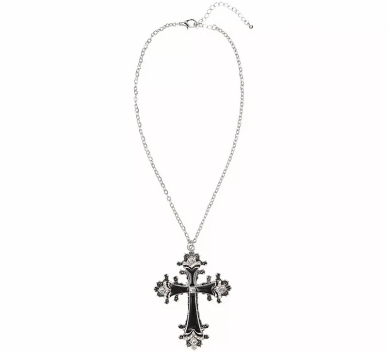 Collar con Colgante de Cruz negra con Strass Universal Adulto