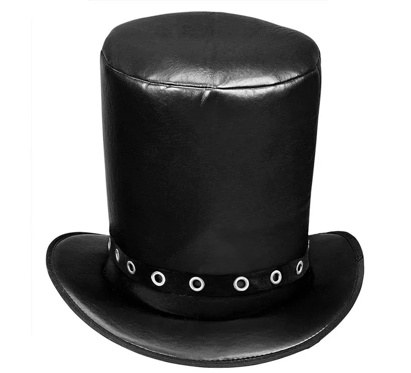 Sombrero Chistera Simil piel negro Universal Adulto