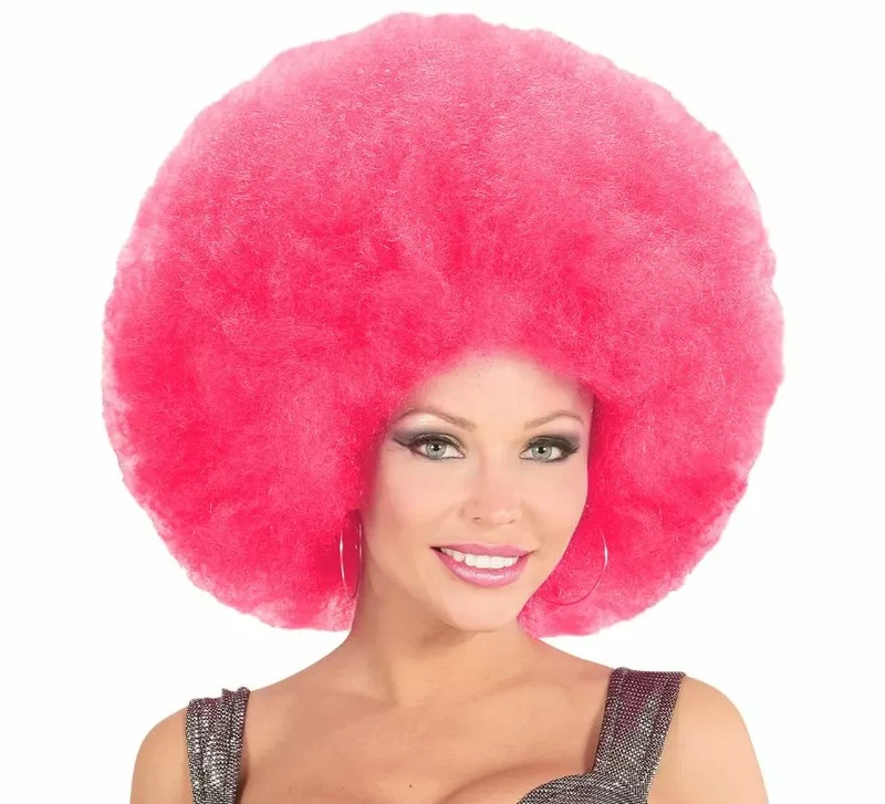 Peluca Afro Sobredimensionada en varios colores de alta calidad Rosa