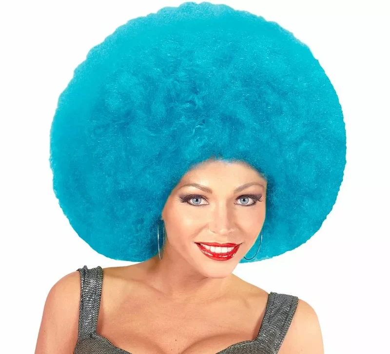 Peluca Afro Sobredimensionada en varios colores de alta calidad Azul