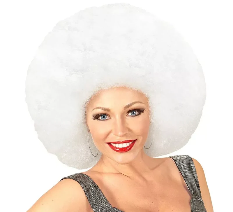 Peluca Afro Sobredimensionada en varios colores de alta calidad Blanco
