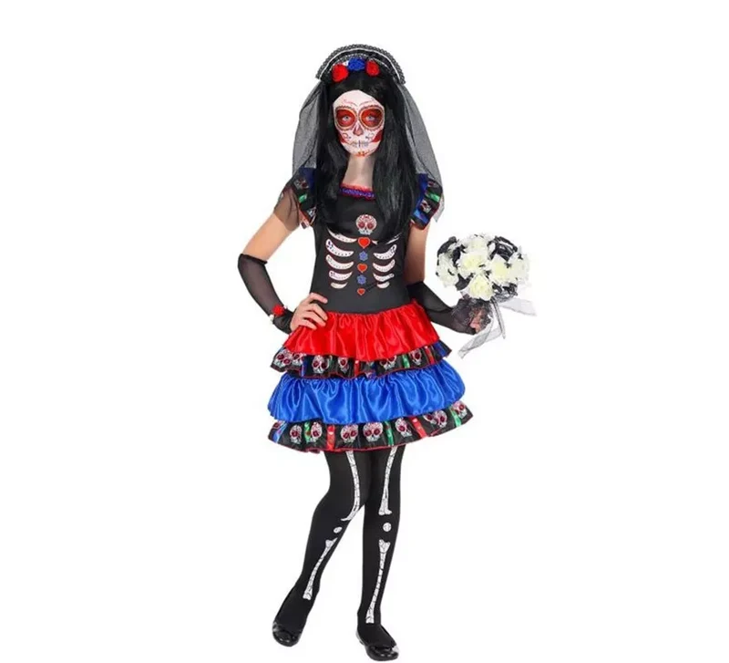 Disfraz de Novia Esqueleto Catrina para niña 5-7A