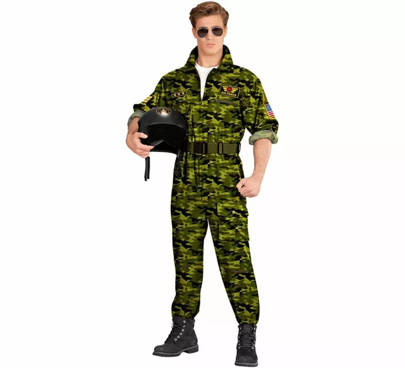 Disfraz de Piloto Militar Camuflaje para hombre S