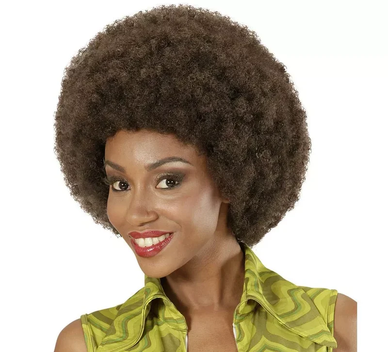 Peluca Afro castaña ajustable y lavable adulto Universal Adulto