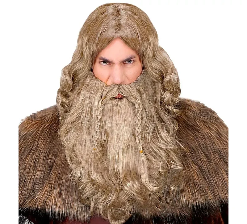 Peluca de Vikingo con barba y bigote adulto Universal Adulto