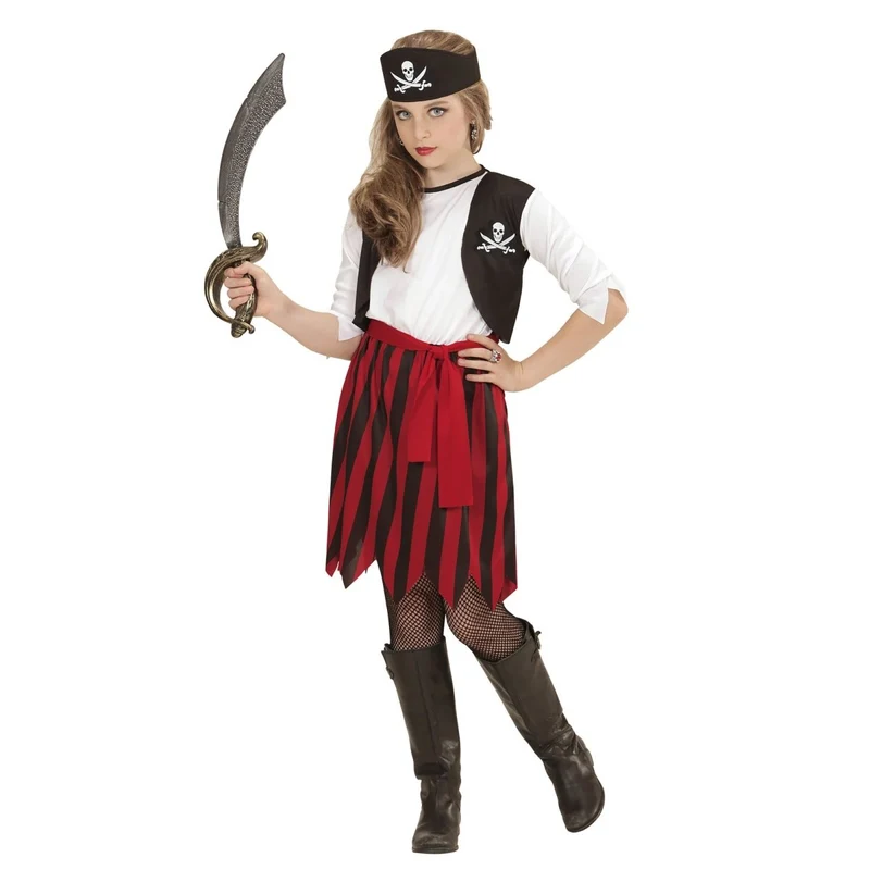 Piratenkleid Schwarz Rot Mädchen 158 - 11/13 Jahre