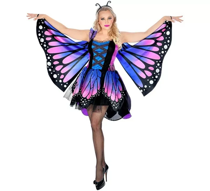 Disfraz de Mariposa azul con Alas para mujer XS