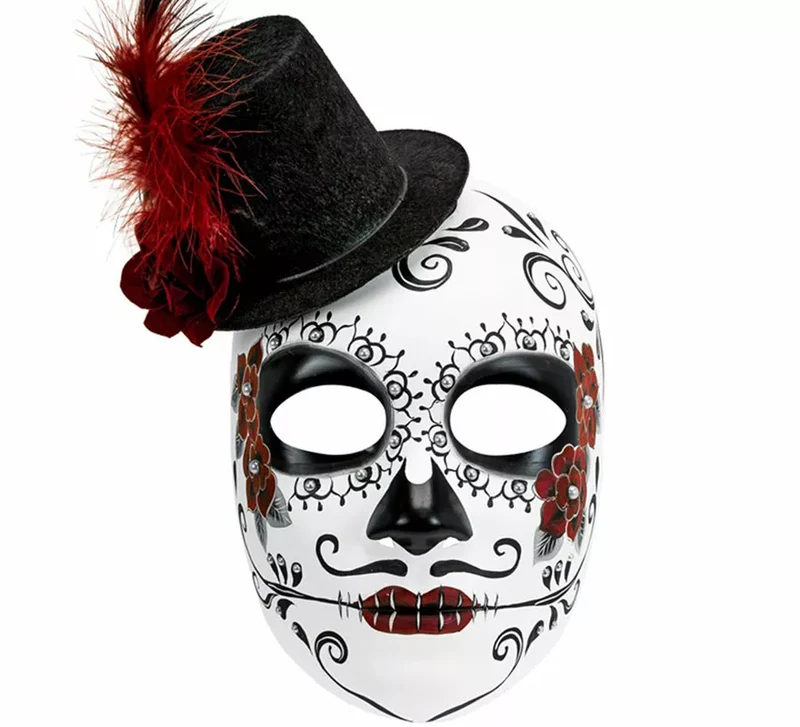 Máscara Día de Los Muertos con Sombrero Universal Adulto