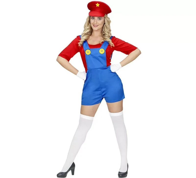 Disfraz de Súper Fontanera roja para mujer XL