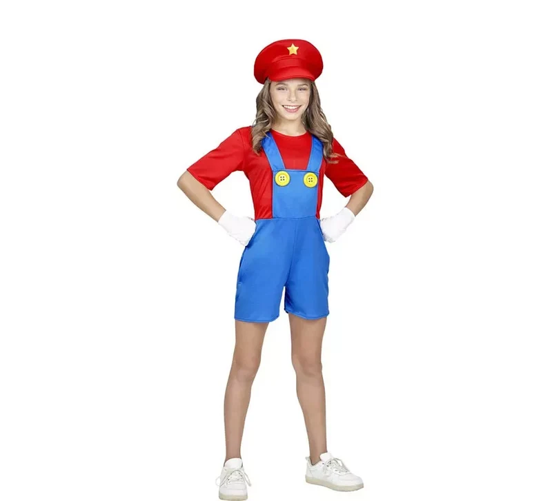 Disfraz de Súper Fontanera roja para niña y adolescente 4-5A